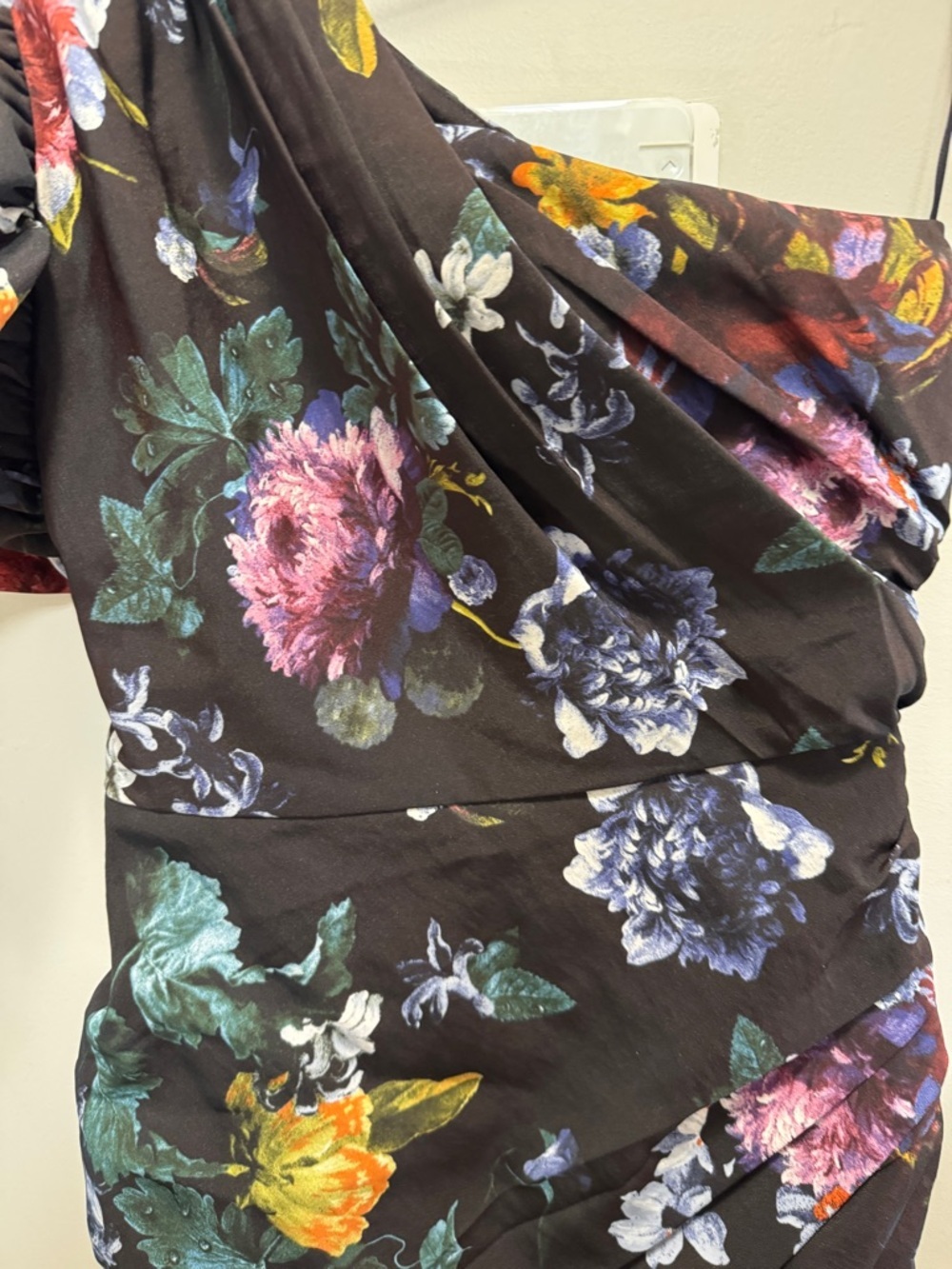 H&M Floral One Shoulder Ruffle Mini Dress Size 10 - Picture 6 of 9